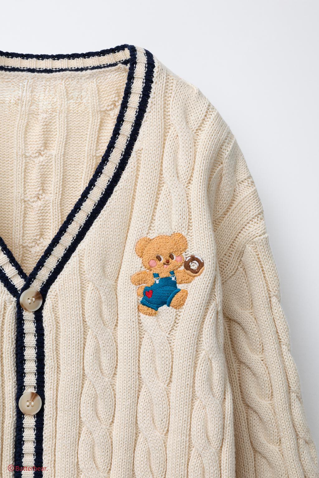 Кардиган butterbear © с косами и вышивкой