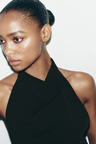 Боди с горловиной халтер и открытой спиной- Заказать в России