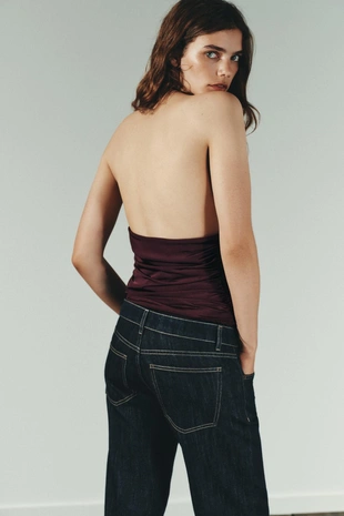 Боди драпированное с декором на шее- Заказать в России