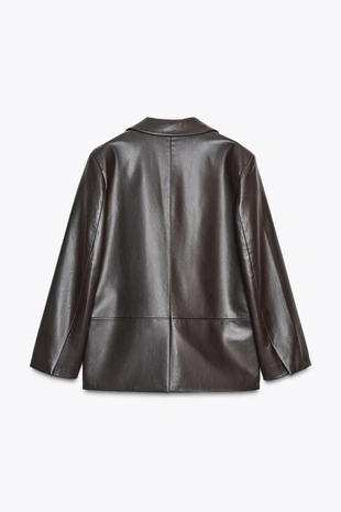 Купить Zara Прямой блейзер из искусственной кожи