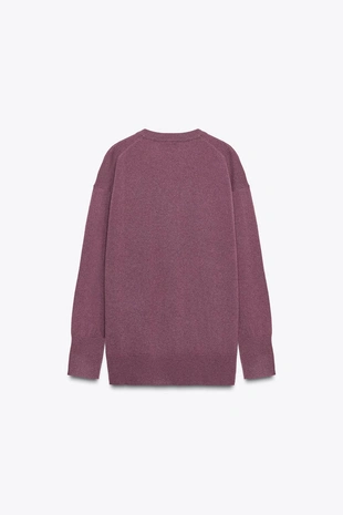 Трикотажный свитер оверсайз из 100% шерсти- Заказать в России