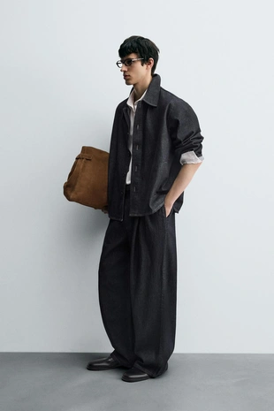 Джинсы WIDE-LEG со складками- Заказать в России