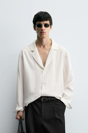 Рубашка BOXY-FIT из струящейся ткани- Заказать в России