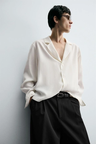 Рубашка BOXY-FIT из струящейся ткани- Заказать в России