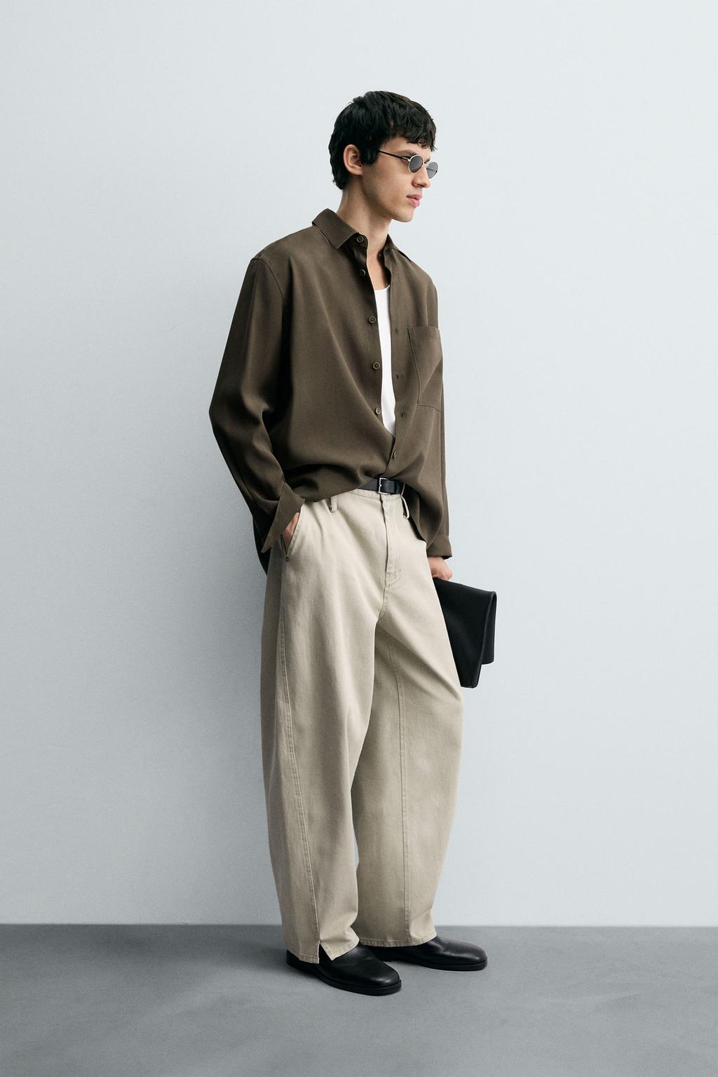 РУБАШКА RELAXED FIT ИЗ СТРУЯЩЕЙСЯ ТКАНИ