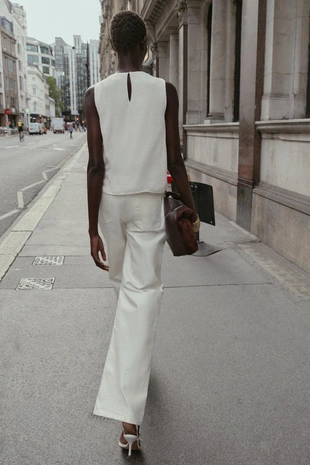 Атласный топ с воланами- Заказать в России