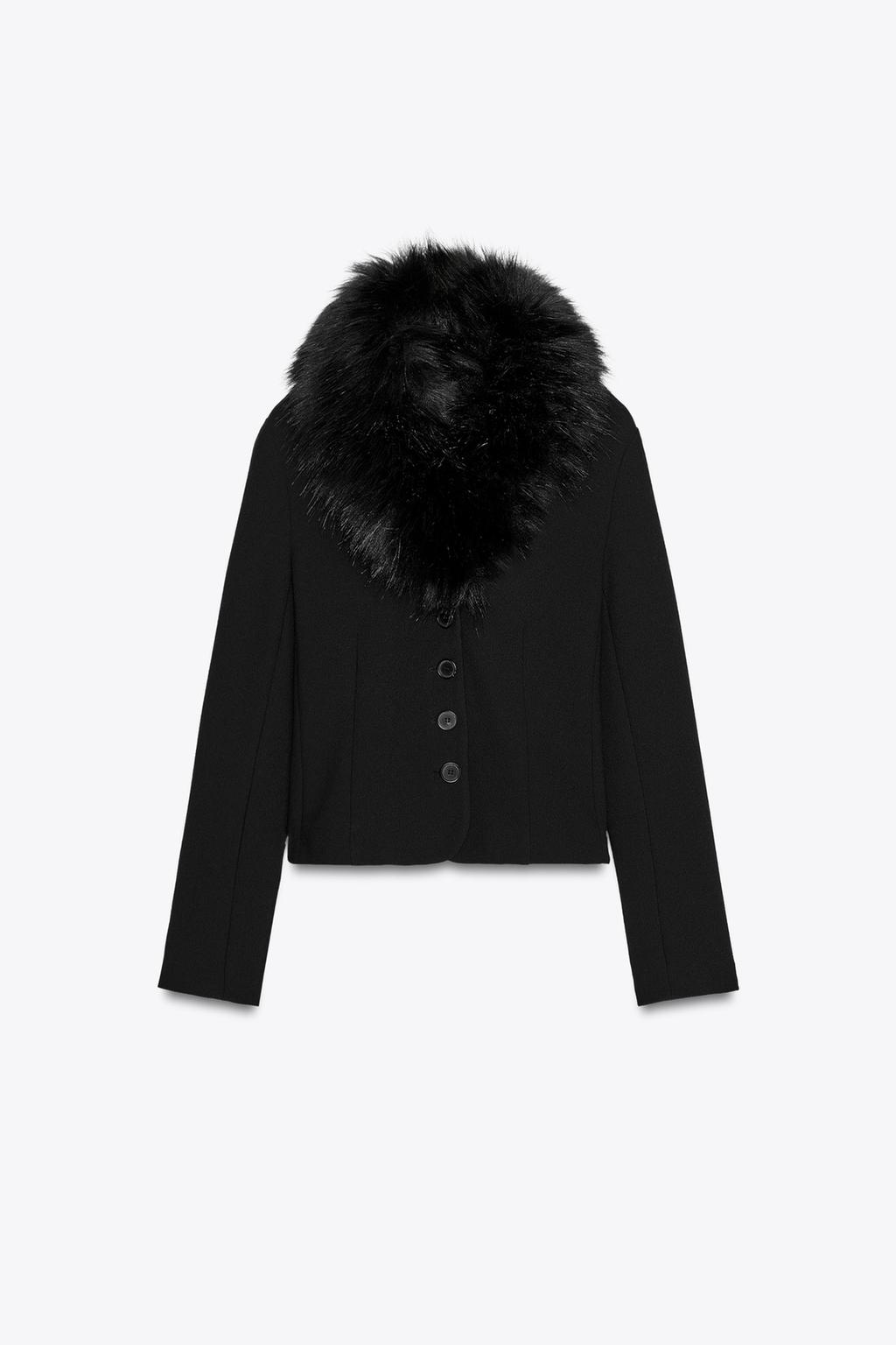 ПРИТАЛЕННАЯ КУРТКА С ВОРОТНИКОМ ИЗ ИСКУССТВЕННОГО МЕХА — ZW COLLECTION