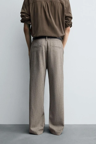 Брюки из рельефной ткани в елочку- Заказать в России