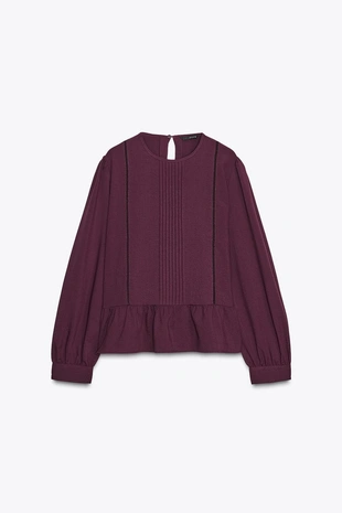 Блуза с кружевом и баской- Заказать в России