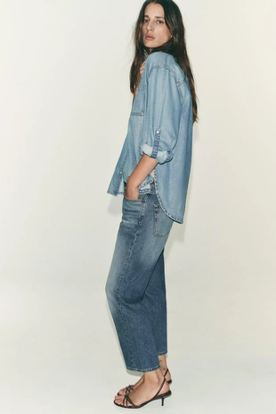 Джинсовая рубашка оверсайз- Заказать в России