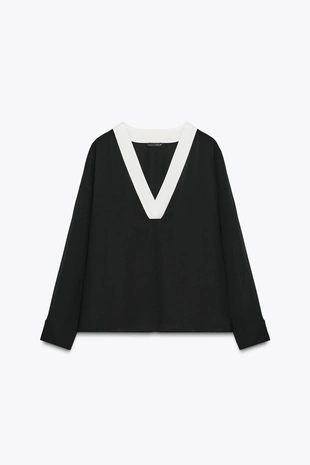 Креповое боди с контрастной отделкой- Заказать в России