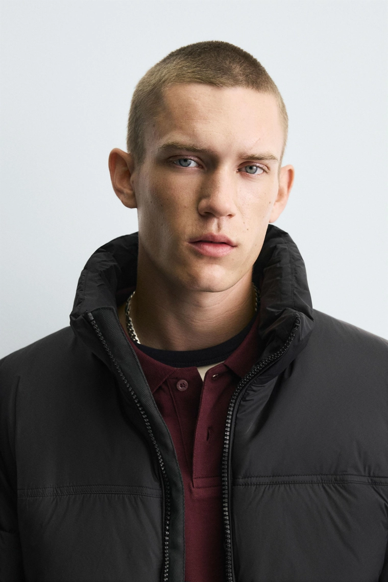 Утепленный пуховик zara свободного кроя