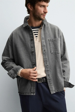 Джинсовая рубашка BOXY FIT- Заказать в России