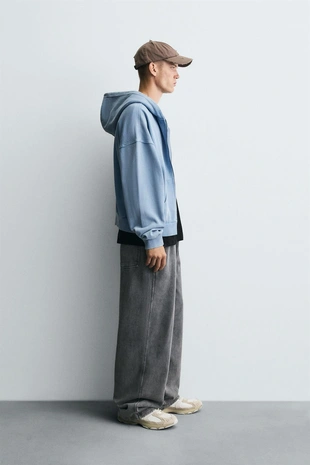 Толстовка с эффектом потертости с молнией- Заказать в России