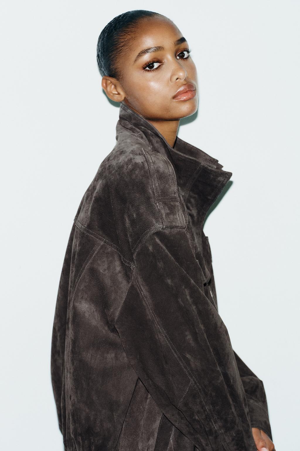 Zara Замшевая куртка - Цвет угольный - charcoal | 4341/770