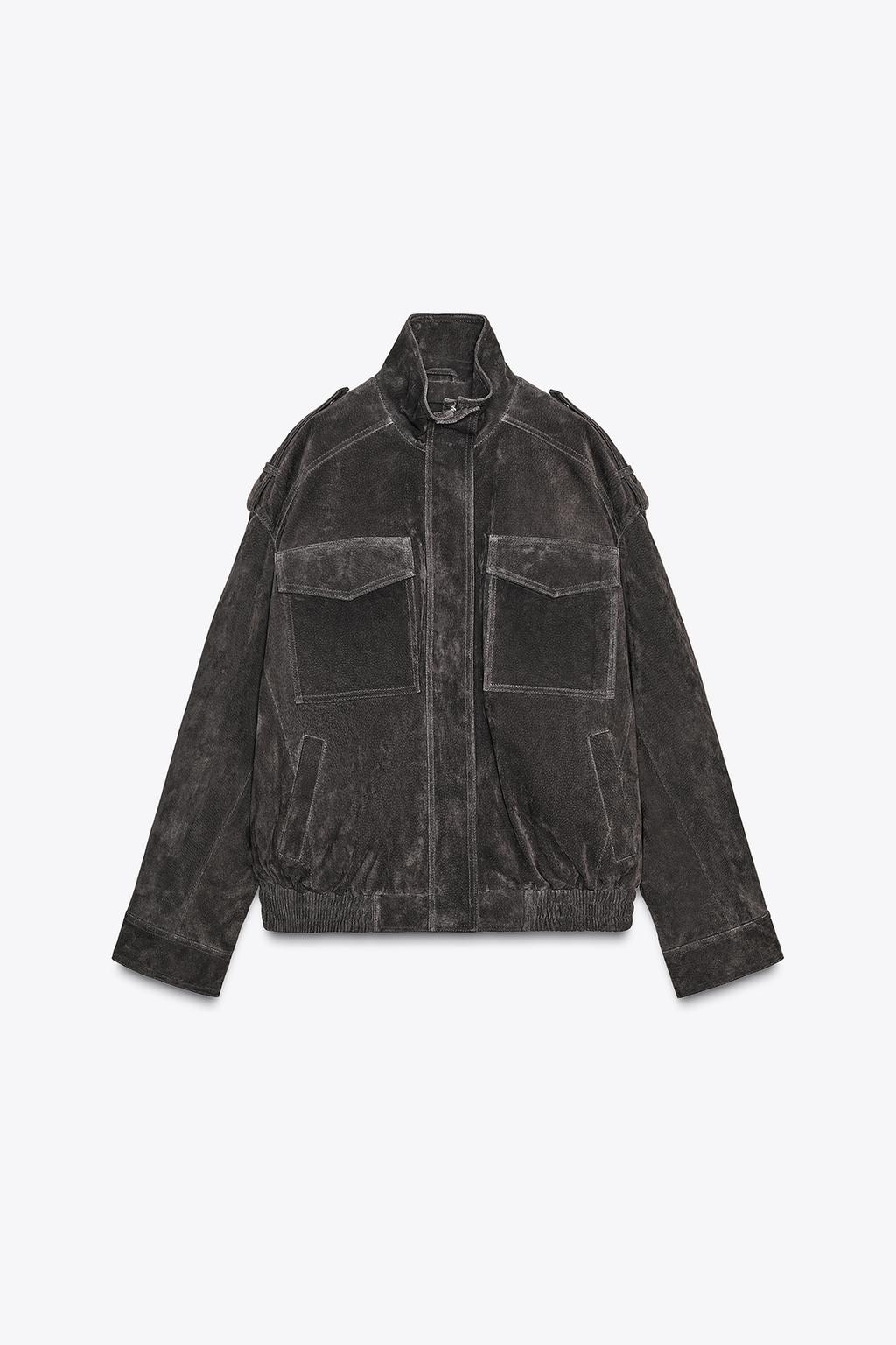 Zara Замшевая куртка - Цвет угольный - charcoal | 4341/770