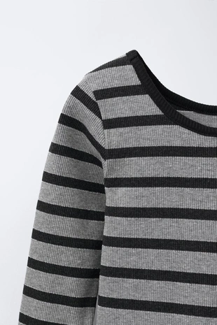 Платье в рубчик с блестящими полосками- Заказать в России