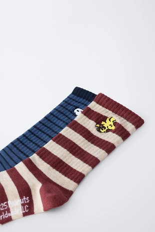 Набор из 2-х пар длинных носков со снупи пупс полосатым рисунком- Заказать в России
