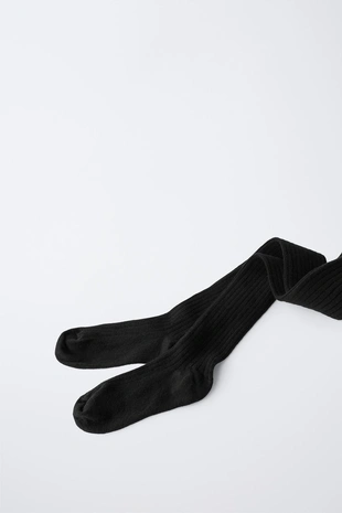 Однотонные колготки в рубчик