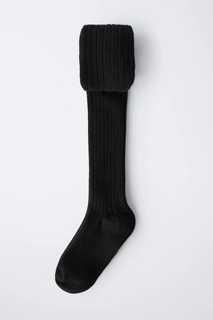 Однотонные колготки в рубчик