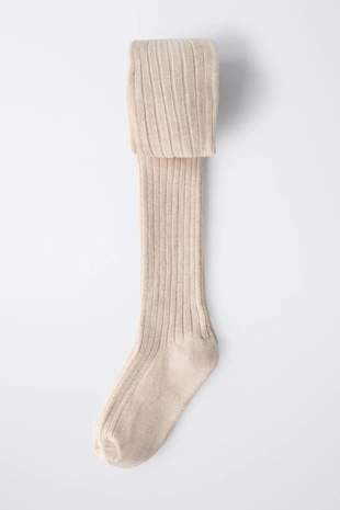 Однотонные колготки в рубчик