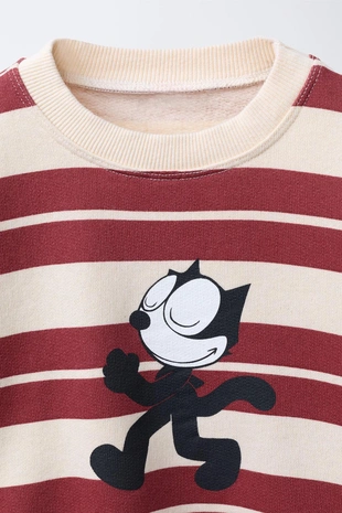 Ecru / Maroon | 5643/589/068 - Zara Толстовка в полоску FELIX THE CAT ©
