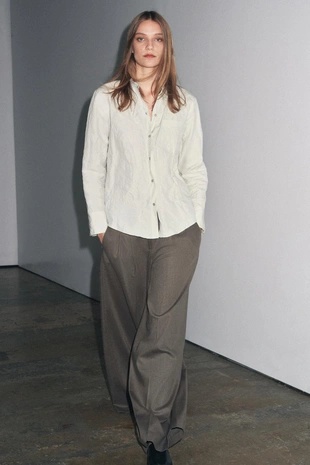 Рубашка в полоску из жатой ткани — ZW COLLECTION- Заказать в России