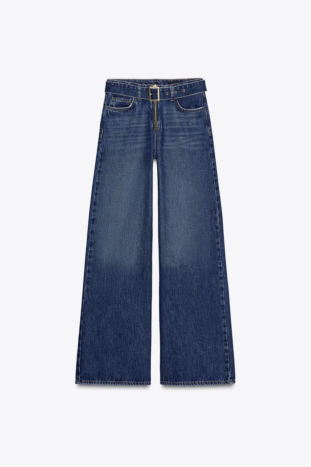 ДЖИНСЫ WIDE-LEG СО СРЕДНЕЙ ПОСАДКОЙ И ПОЯСОМ