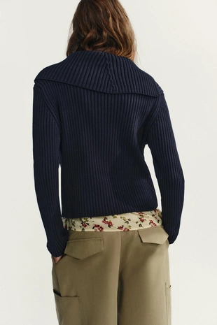 Кардиган в рубчик с застежкой-молнией- Заказать в России