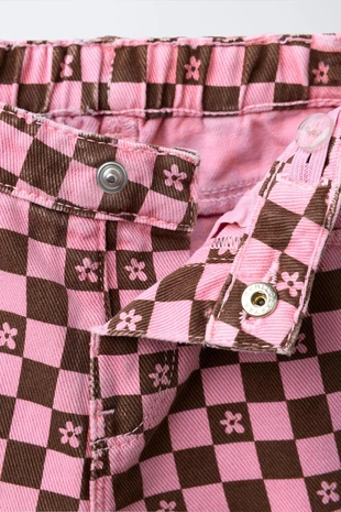 Брюки из твина в шахматную клетку- Заказать в России