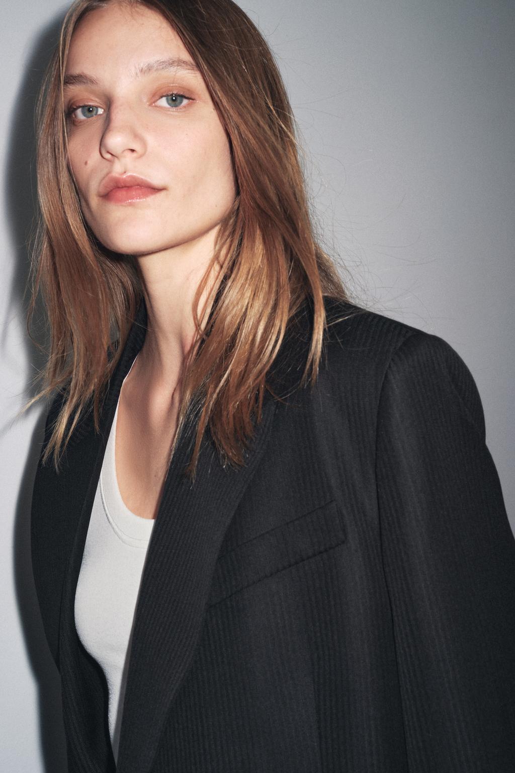 LIMITED EDITION ZW COLLECTION STRIPED WOOL BLEND BLAZER