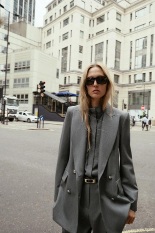 Grey | 8843/531/802 - Zara Двубортный блейзер