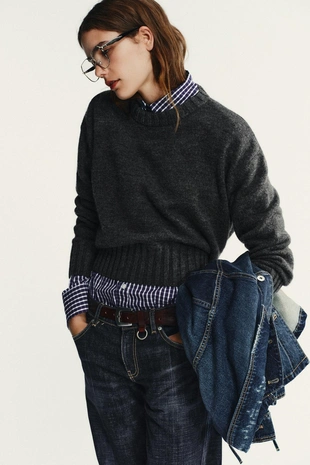 Свитер из трикотажа в рубчик- Заказать в России