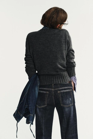 Свитер из трикотажа в рубчик- Заказать в России