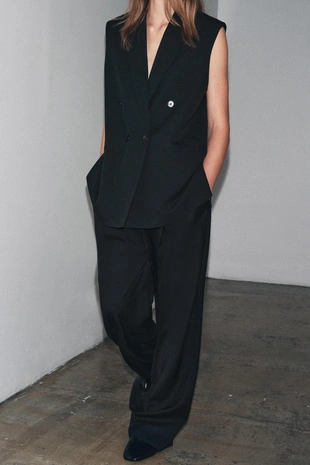 Black | 8067/797/800 - Zara Двубортный жилет оверсайз — ZW COLLECTION