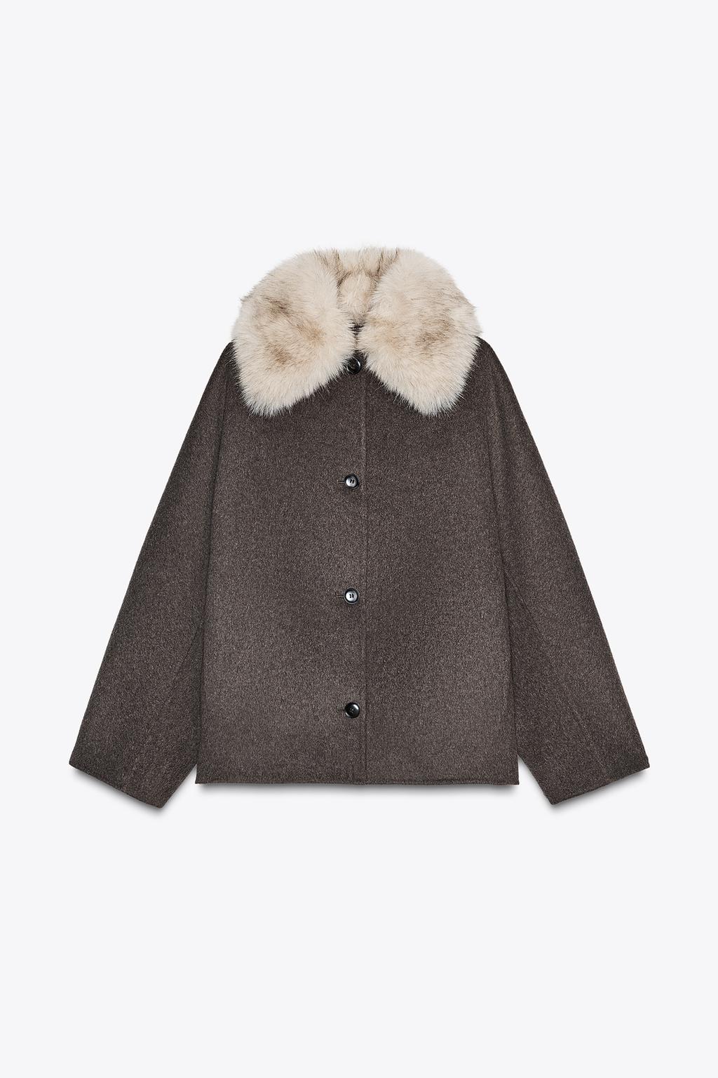 КУРТКА ИЗ ШЕРСТИ С МЕХОВЫМ ВОРОТНИКОМ — ZW COLLECTION