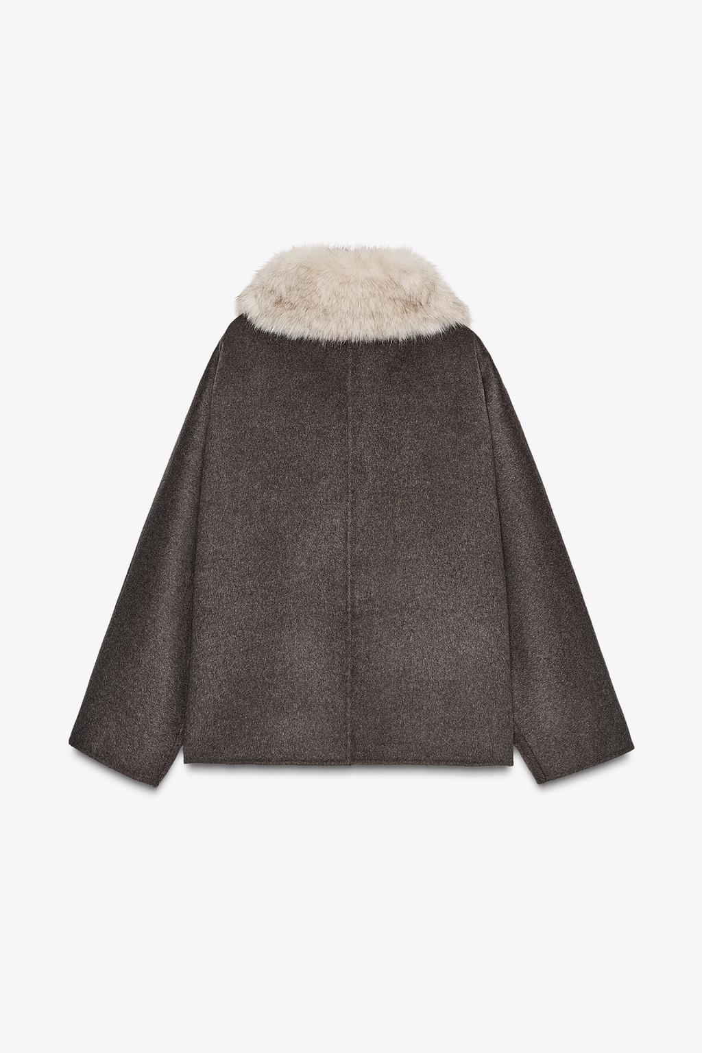 КУРТКА ИЗ ШЕРСТИ С МЕХОВЫМ ВОРОТНИКОМ — ZW COLLECTION