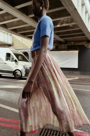 Юбка миди с принтом и ремнем- Заказать в России