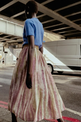 Юбка миди с принтом и ремнем- Заказать в России