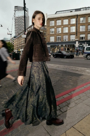 Юбка миди из ткани с анималистическим принтом и ремнем- Заказать в России