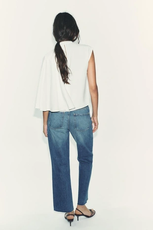 Топ из крепа с асимметричной накидкой- Заказать в России