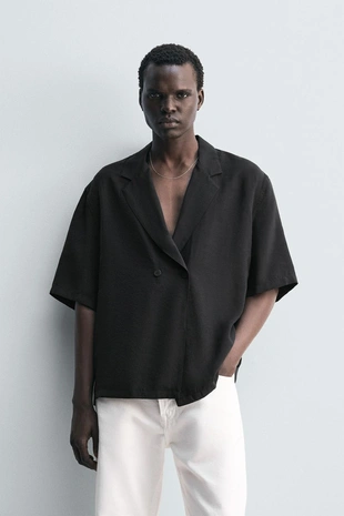 Рубашка-кимоно струящегося покроя- Заказать в России