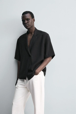 Рубашка-кимоно струящегося покроя- Заказать в России