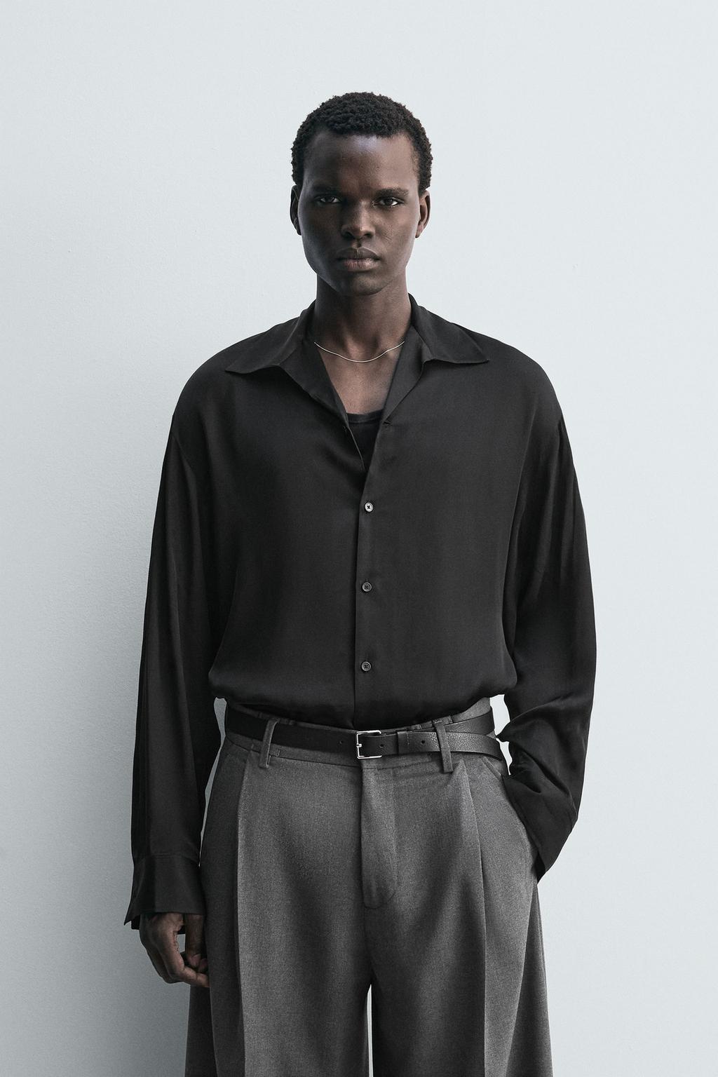 РУБАШКА RELAXED FIT ИЗ СТРУЯЩЕЙСЯ ТКАНИ