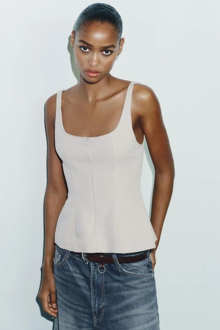 Топ с баской и молнией- Заказать в России