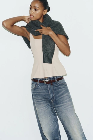 Топ с баской и молнией- Заказать в России