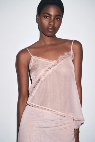 Топ из органзы на бретелях- Заказать в России