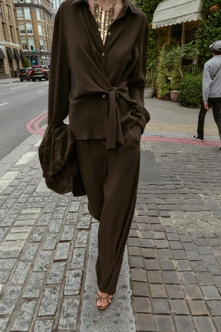 Рубашка из крепа с узлом- Заказать в России