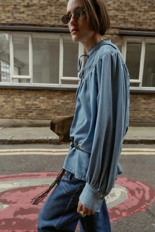 Рубашка оверсайз из жидкого денима- Заказать в России