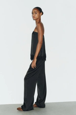 Атласный топ с кружевом- Заказать в России